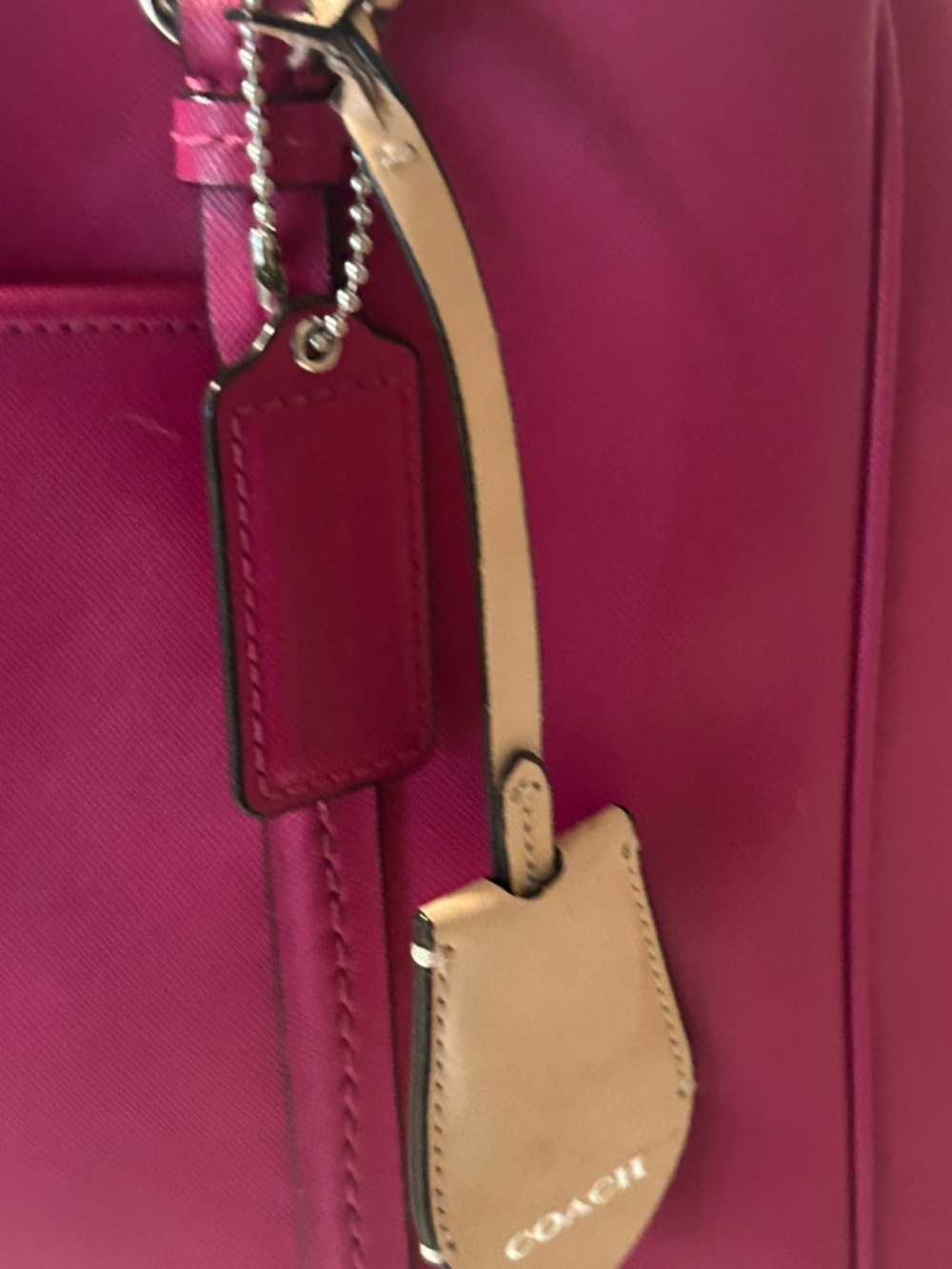 Coach Pink Leather shoulder bag Silver Hardware Structured tote - Picture 6 of 11